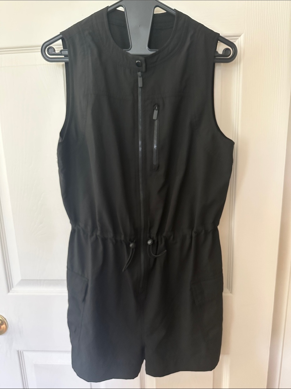 Old Navy - Black Sleeveless Zip-Front Romper with Drawstring Waist